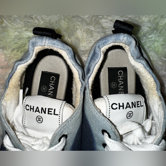 Chanel Blue Denim CC Logo Sneakers Size 38 - Picture 7 of 11